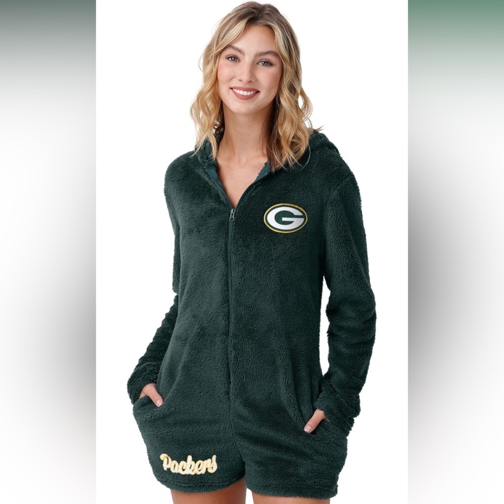 NWT FOCO Women's NFL Team Logo Short Cozy Lounge Onesie One Piece Pajamas